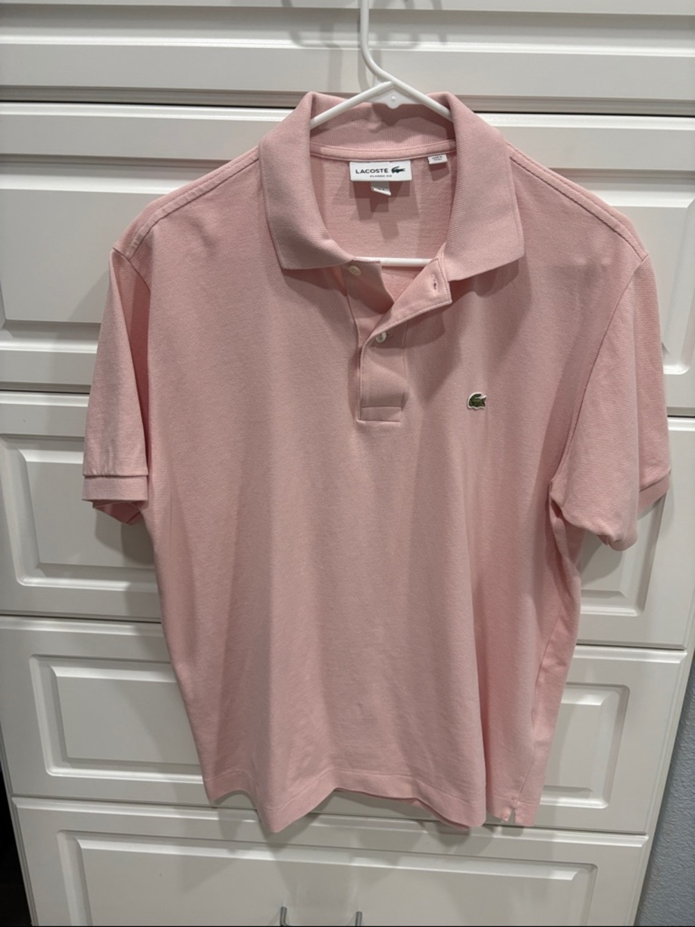 Lacoste Light Pink Men's Cotton Polo with Crocodile Logo